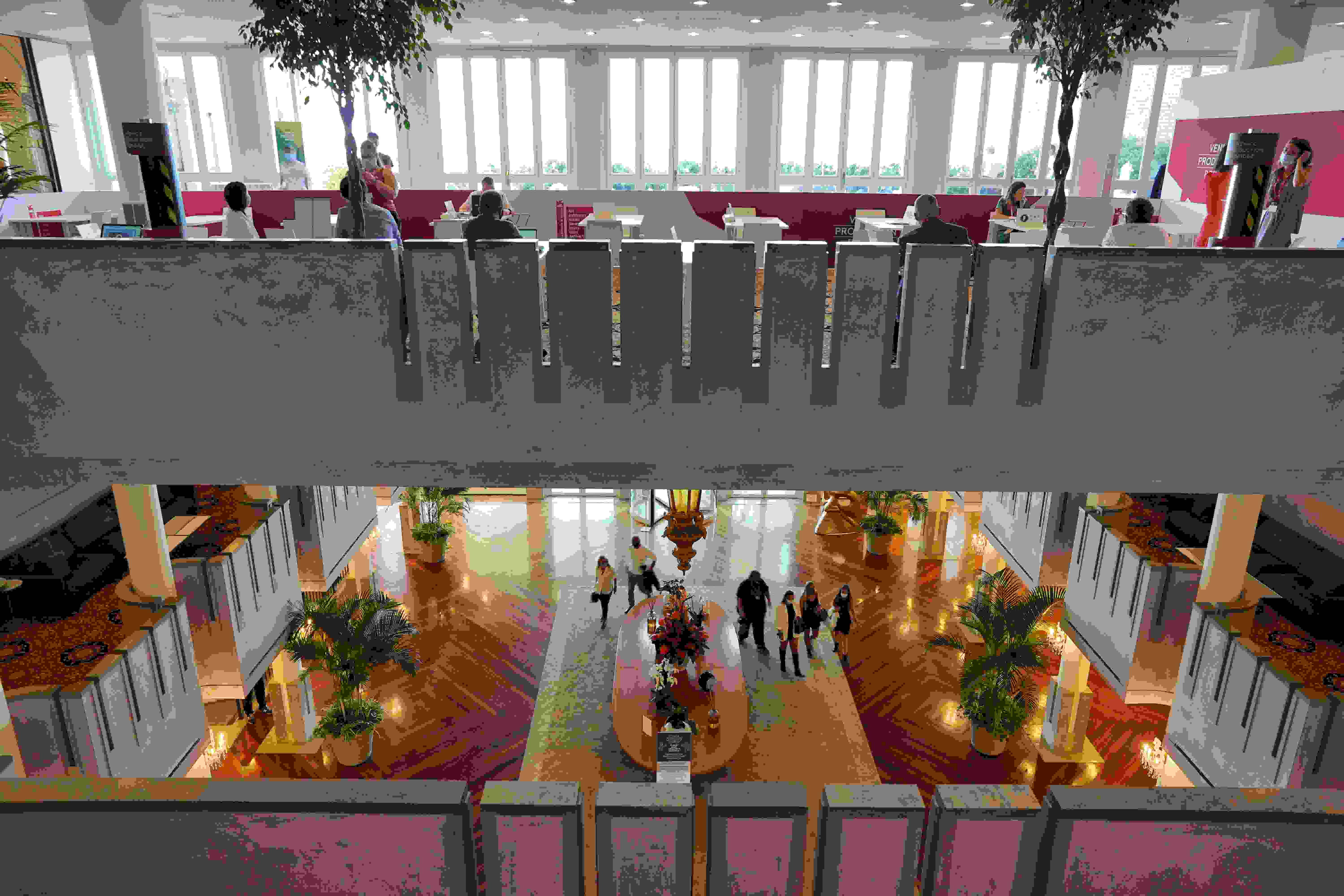 View from above of the main entrance of Hotel Excelsior Venice Lido Resort, 5-star hotel in Venice, Italy