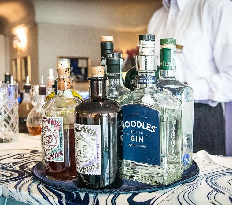The selection of gins at Hotel Excelsior Venice Lido Resort